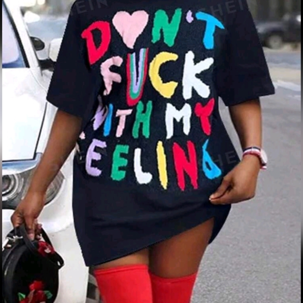 Slayr Multicolored Letter Printed Dress